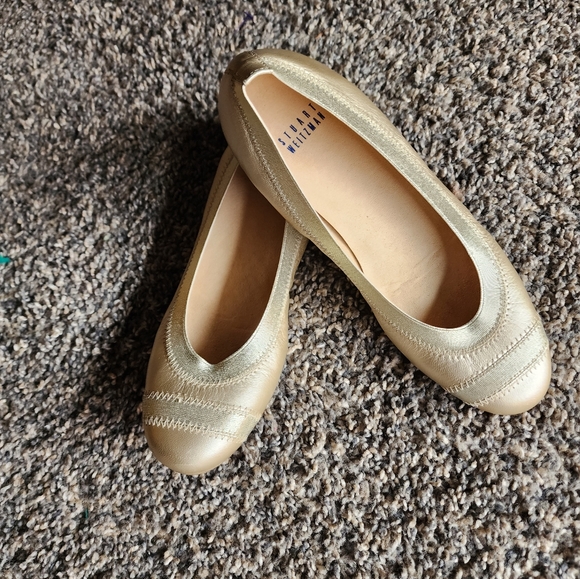 Stuart Weitzman Giveable Metallic Ballet Flats 7 1/5M - Picture 4 of 8